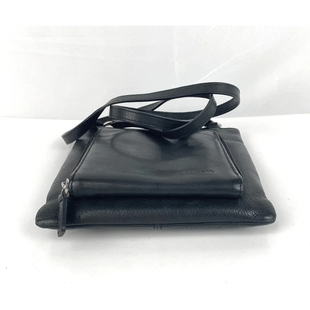 Fossil Black Leather Shoulder Bag Purse Handbag Vintage - Fine!